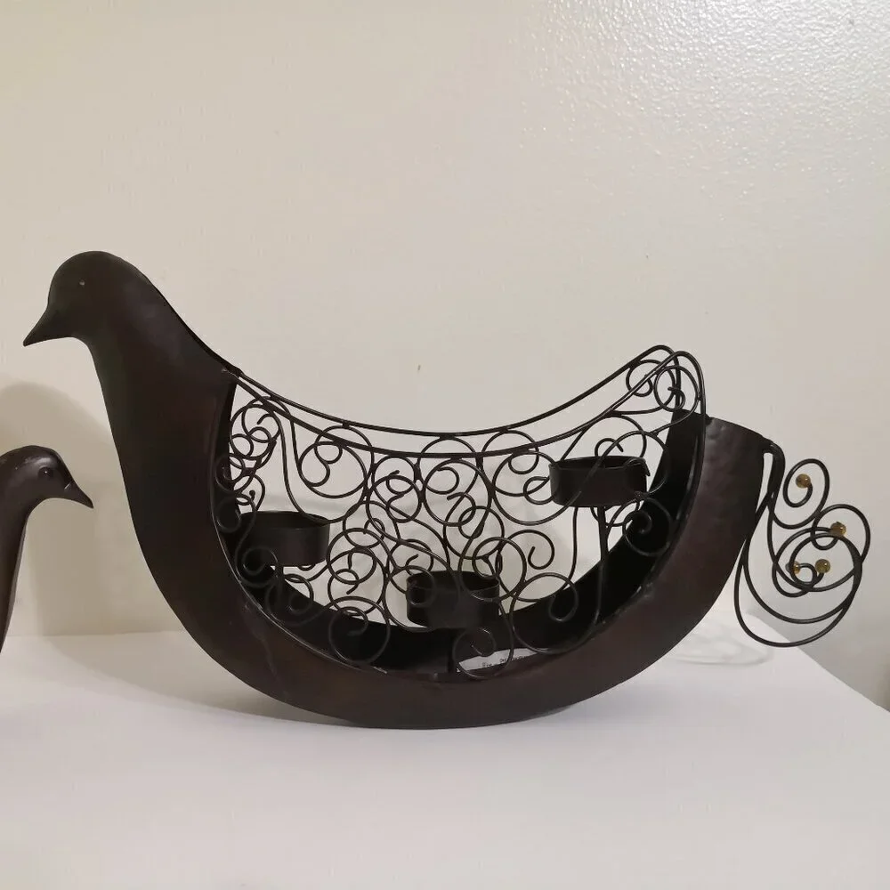 Pier 1 Metal‎ Artsy Bird Votive/ Tea Light Candle Holder Set of 2